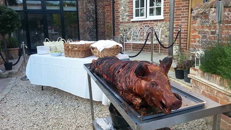Hog roast on a table