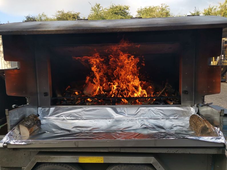 mobile unit with a wood fire