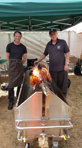 Spit Roasted Hog with chefs