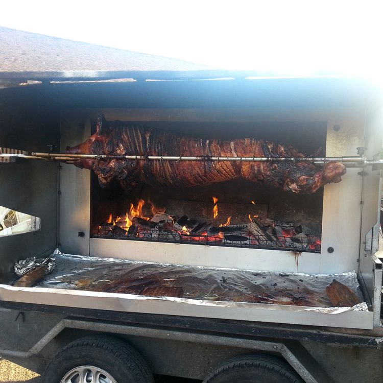 spit roast pig
