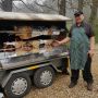 Mobile wood fired hog roast machine