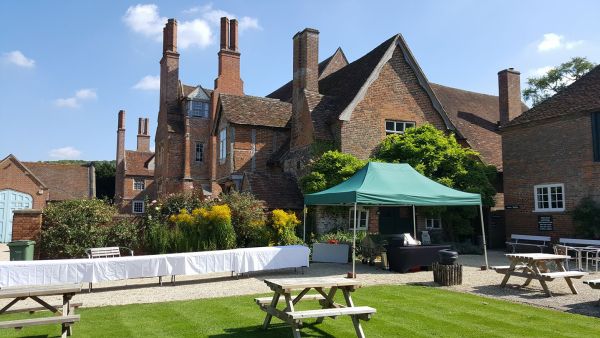 buffet table on lawn