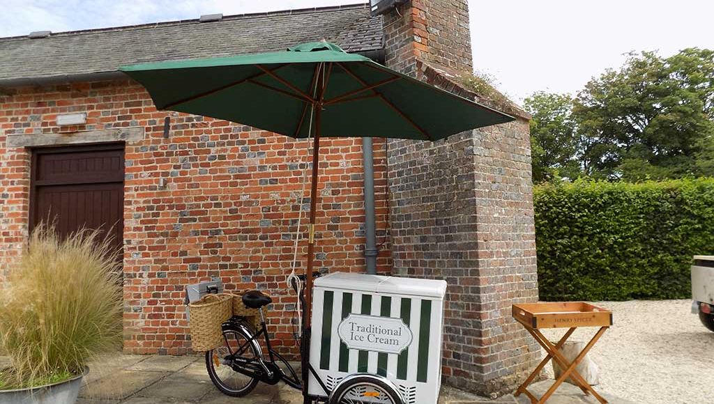 ice cream trike with umbrella