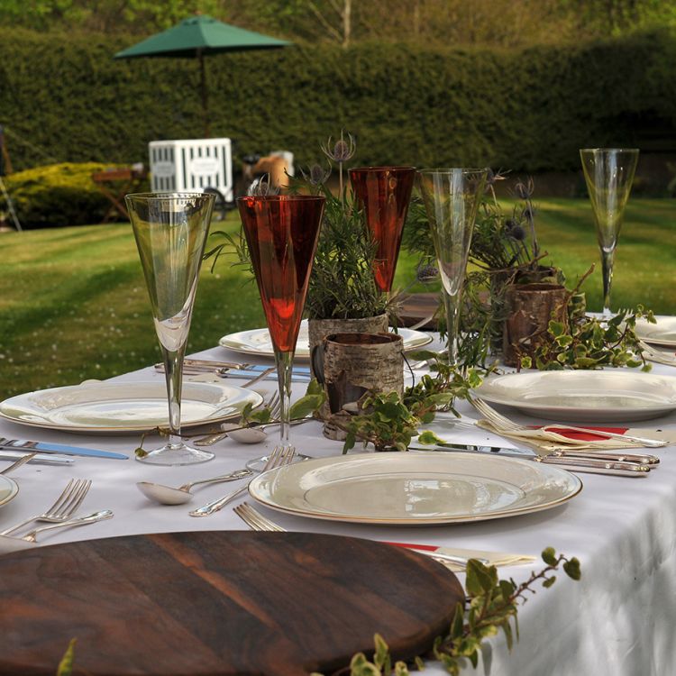 garden table with glasses